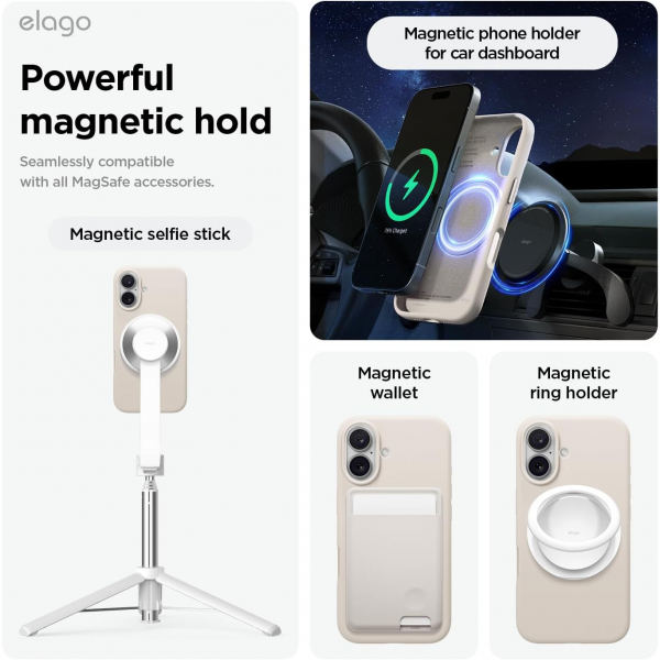 elago Apple iPhone 16 Plus Manyetik Klf-Stone