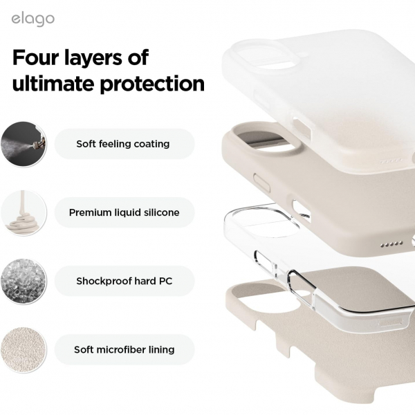 elago Apple iPhone 16 Plus Silikon Klf-Stone