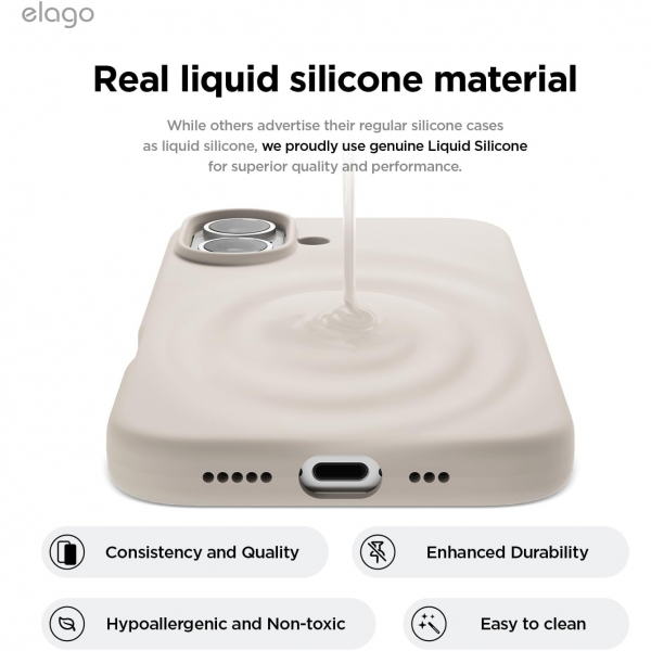 elago Apple iPhone 16 Plus Silikon Klf-Stone