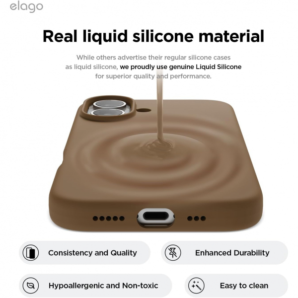 elago Apple iPhone 16 Plus Silikon Klf-Brown