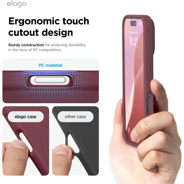 elago Apple iPhone 16 Plus Silikon Klf-Burgundy
