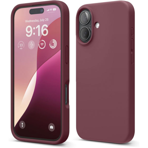elago Apple iPhone 16 Plus Silikon Klf-Burgundy