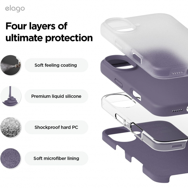 elago Apple iPhone 16 Plus Silikon Klf-Deep Lavender