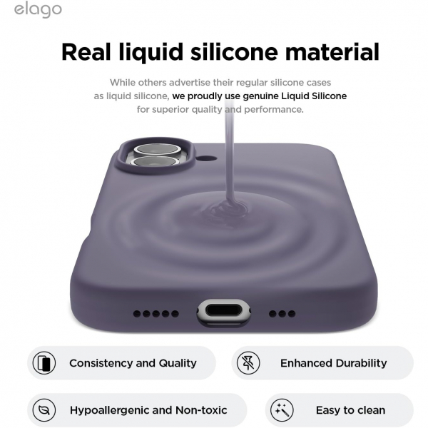 elago Apple iPhone 16 Plus Silikon Klf-Deep Lavender
