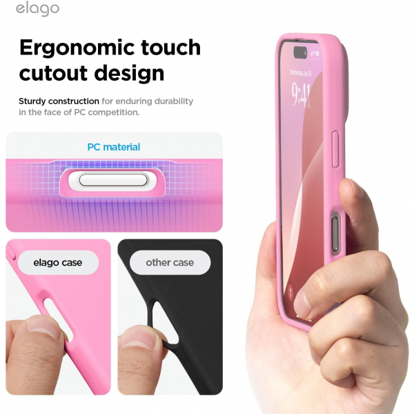 elago Apple iPhone 16 Plus Silikon Klf-Hot Pink