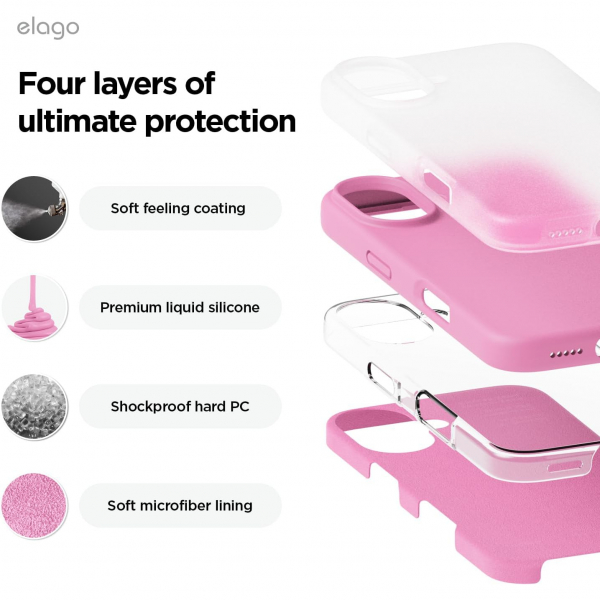 elago Apple iPhone 16 Plus Silikon Klf-Hot Pink