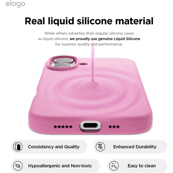 elago Apple iPhone 16 Plus Silikon Klf-Hot Pink
