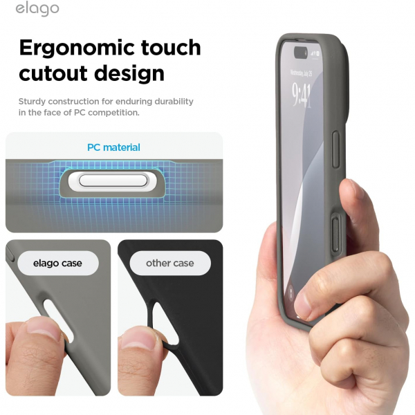 elago Apple iPhone 16 Plus Silikon Klf-Medium Grey