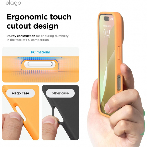 elago Apple iPhone 16 Plus Silikon Klf-Orange
