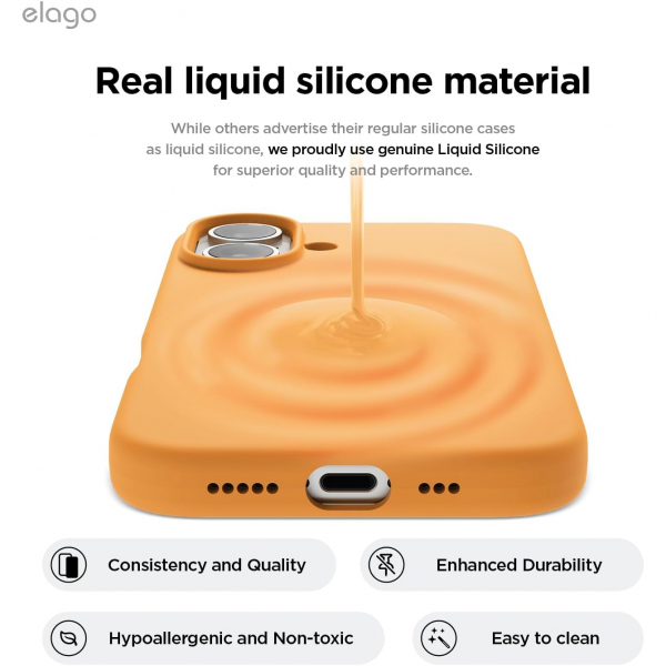 elago Apple iPhone 16 Plus Silikon Klf-Orange