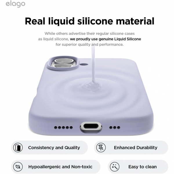 elago Apple iPhone 16 Plus Silikon Klf-Purple