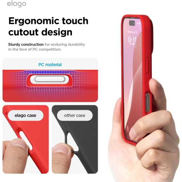elago Apple iPhone 16 Plus Silikon Klf-Red
