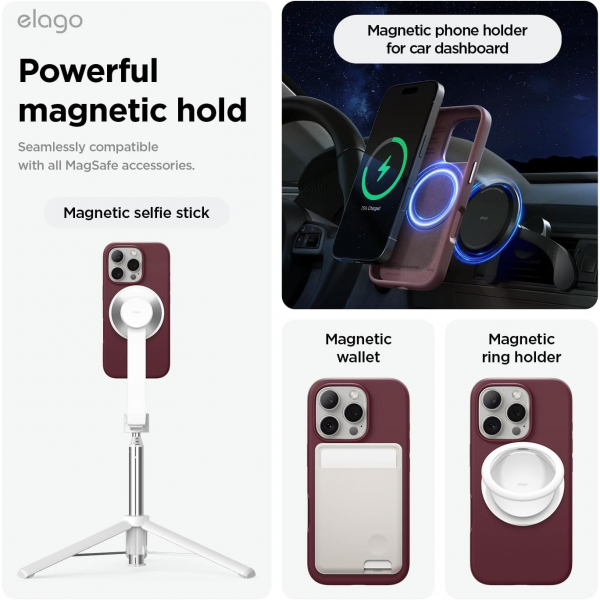 elago Apple iPhone 16 Pro Max Manyetik Klf-Burgundy