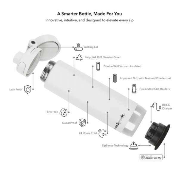 Hidrate Spark PRO 2 Akll Su iesi (600mL)(Straw)-White