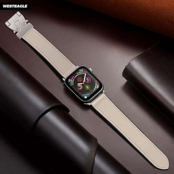 WestEagle Apple Watch 10 46mm Deri Kay-White 