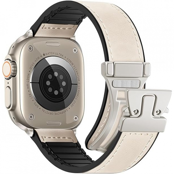 WestEagle Apple Watch 10 46mm Deri Kay-White 