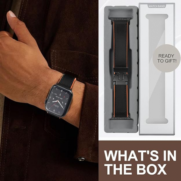 WestEagle Apple Watch 10 46mm Deri Kay-Orange 