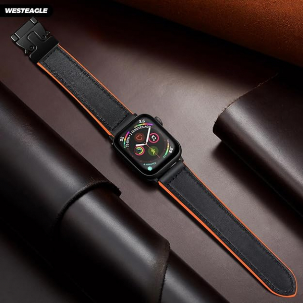 WestEagle Apple Watch 10 46mm Deri Kay-Orange 
