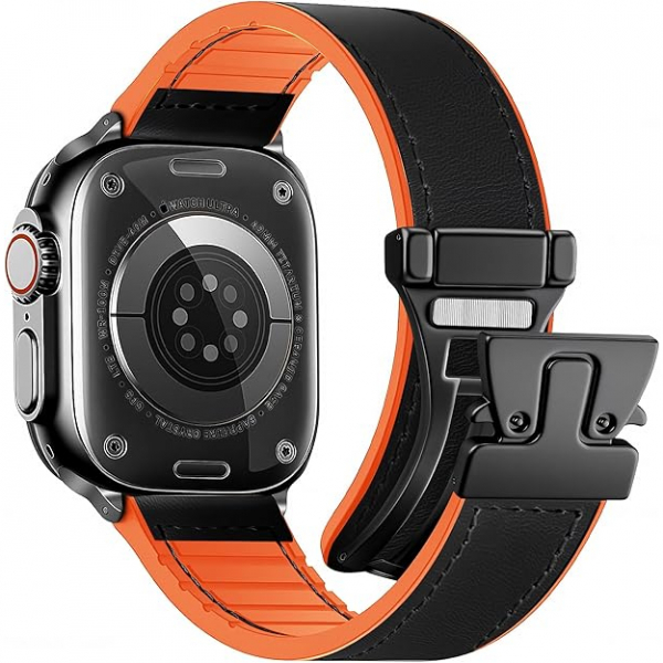 WestEagle Apple Watch 10 46mm Deri Kay-Orange 