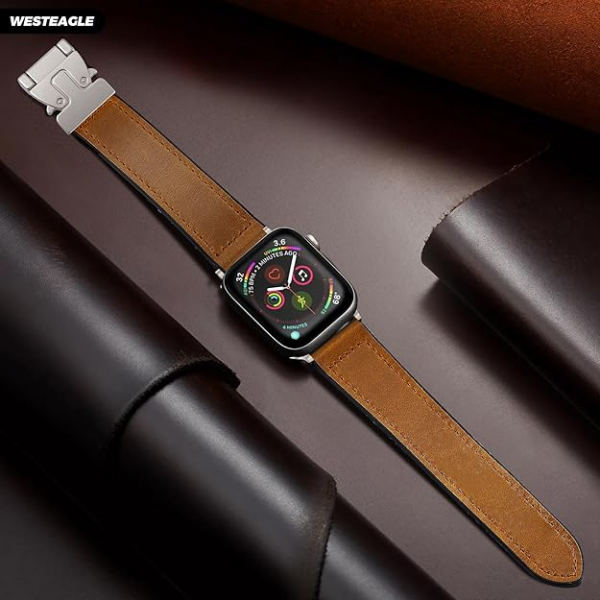 WestEagle Apple Watch 10 46mm Deri Kay-Light Brown
