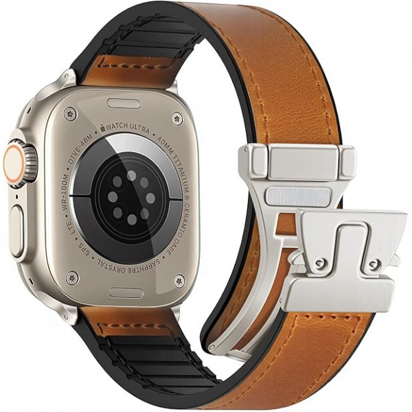WestEagle Apple Watch 10 46mm Deri Kay-Light Brown