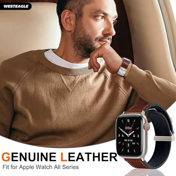 WestEagle Apple Watch 10 46mm Deri Kay-Brown