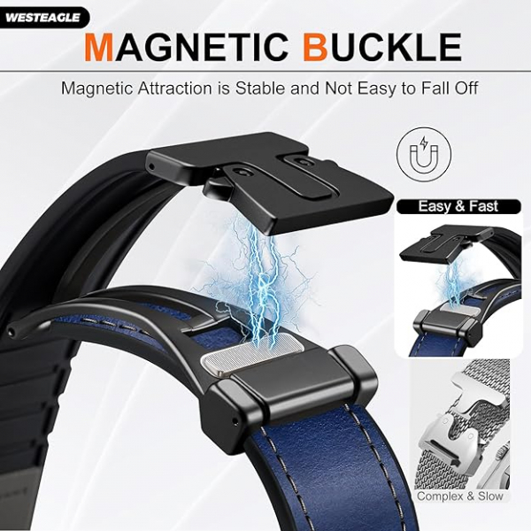 WestEagle Apple Watch 10 46mm Deri Kay-Blue 