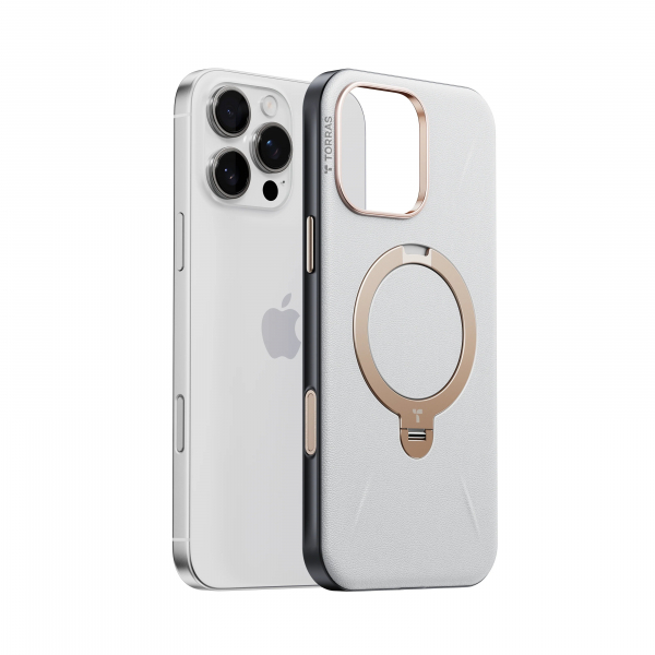 TORRAS iPhone 16 Pro Ostand Q3 VegSkin Klf-Pearl White