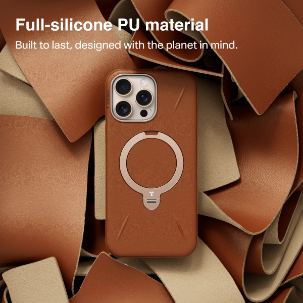 TORRAS iPhone 16 Pro Ostand Q3 VegSkin Klf-Amber Brown