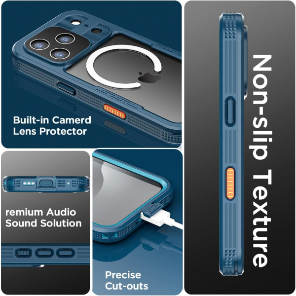 AlCase iPhone 17 Pro Max Su Geirmez MagSafe Klf -Blue