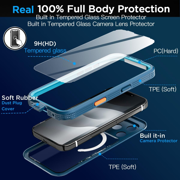 AlCase iPhone 17 Pro Max Su Geirmez MagSafe Klf -Blue