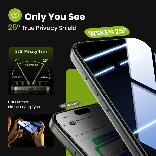 WSKEN iPhone 17 Pro Max Privacy Ekran Koruyucu (2 Adet)
