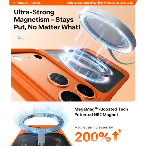 TORRAS iPhone 17 Pro Manyetik Klf-Orange