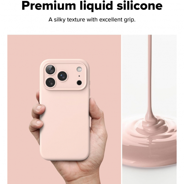 Rin gke Apple iPhone 17 Pro Max Silikon Klf-Pink Sand