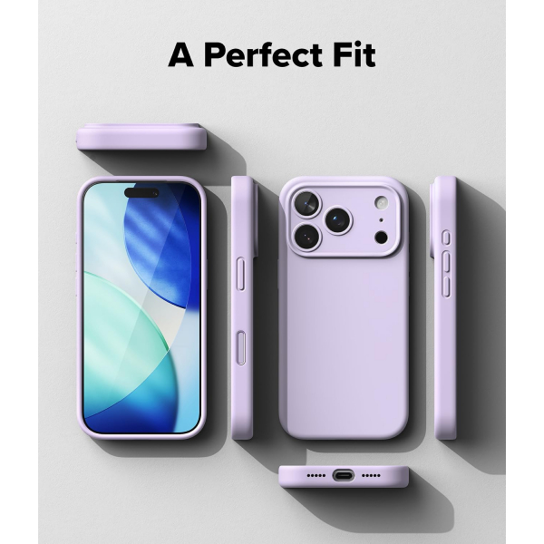 Rin gke Apple iPhone 17 Pro Max Silikon Klf-Light Purple