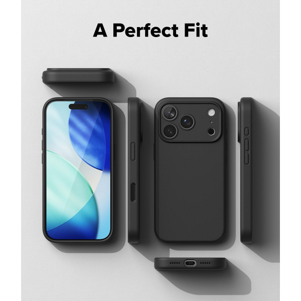 Rin gke Apple iPhone 17 Pro Max Silikon Klf-Black