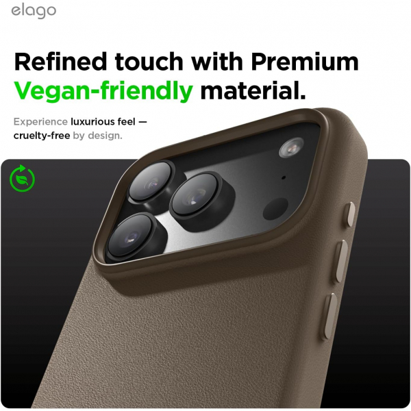 elago Apple iPhone 17 Pro Manyetik Deri Klf-Taupe