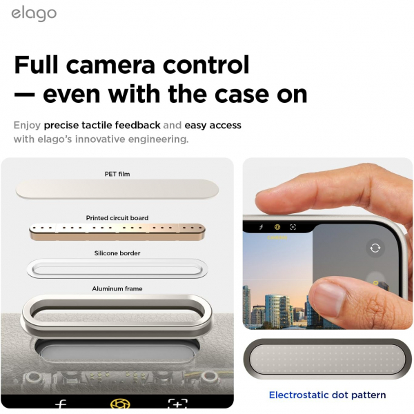 elago Apple iPhone 17 Pro Manyetik Deri Klf-Light Grey