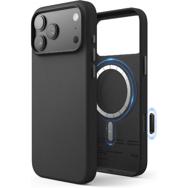 elago Apple iPhone 17 Pro Manyetik Deri Klf-Black