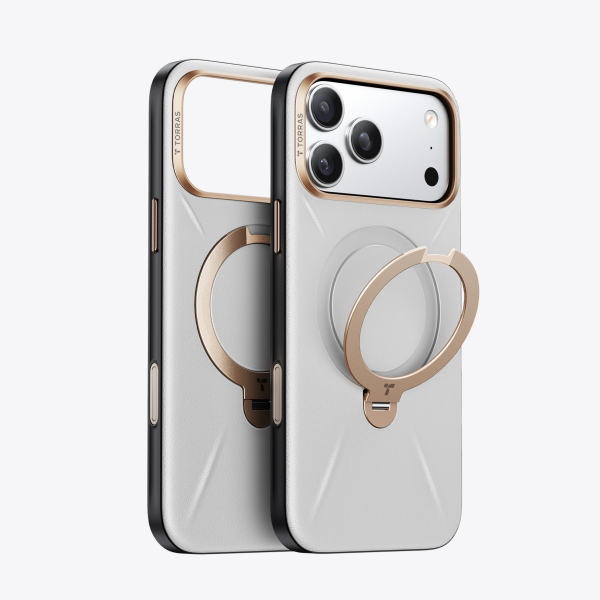 TORRAS iPhone 17 Pro Ostand Q3 VegSkin Klf-Pearl Grey