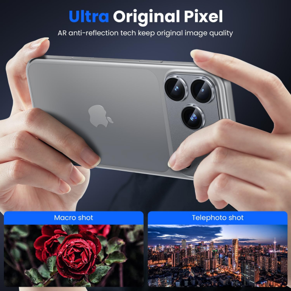 WSKEN Apple iPhone 17 Pro Kamera Koruyucu-Grey Titanium