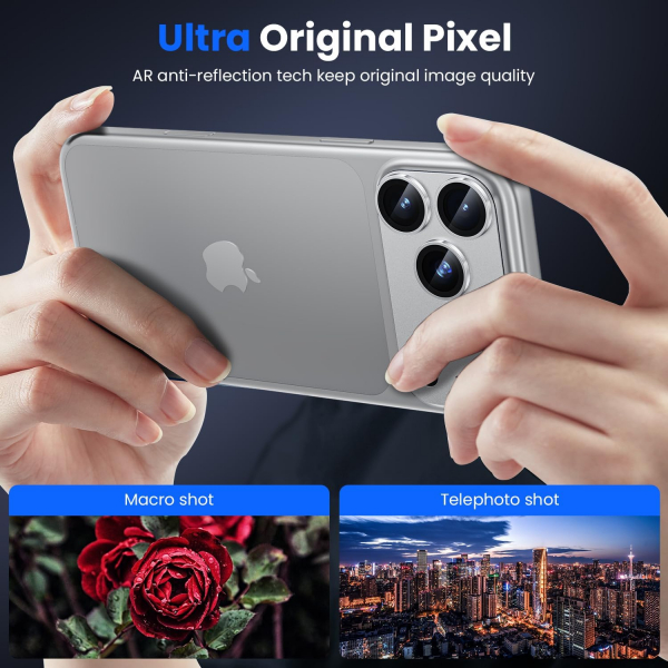 WSKEN Apple iPhone 17 Pro Kamera Koruyucu-Silver Titanium