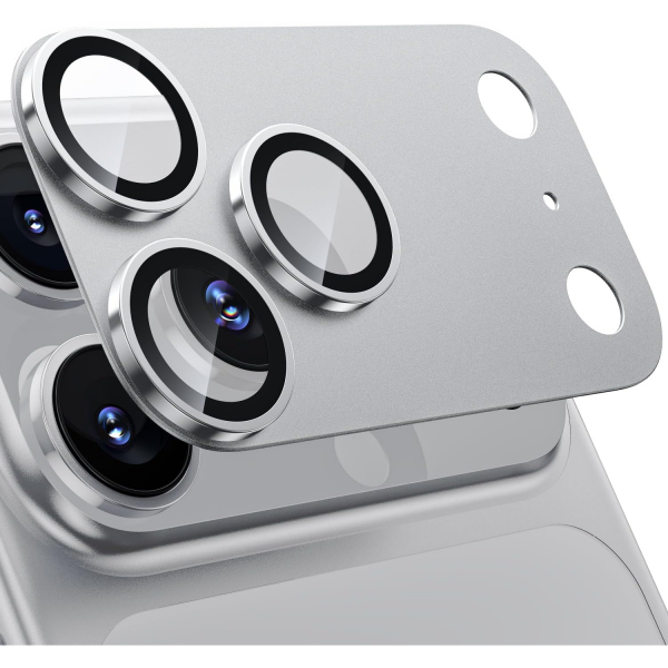 WSKEN Apple iPhone 17 Pro Kamera Koruyucu-Silver Titanium