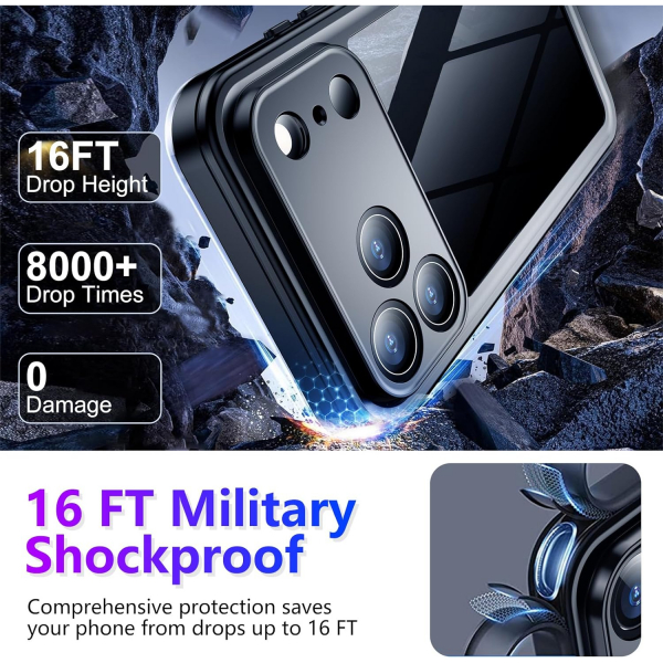 Temdan Apple iPhone 17 Pro Su Geirmez Klf -Blue Clear