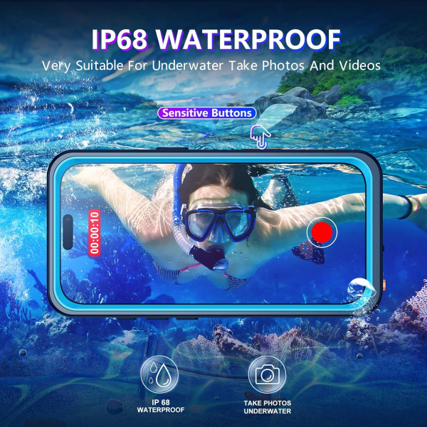 Temdan Apple iPhone 17 Pro Su Geirmez Klf -Blue Clear