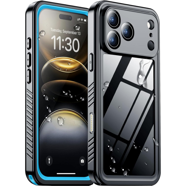 Temdan Apple iPhone 17 Pro Su Geirmez Klf -Blue Clear