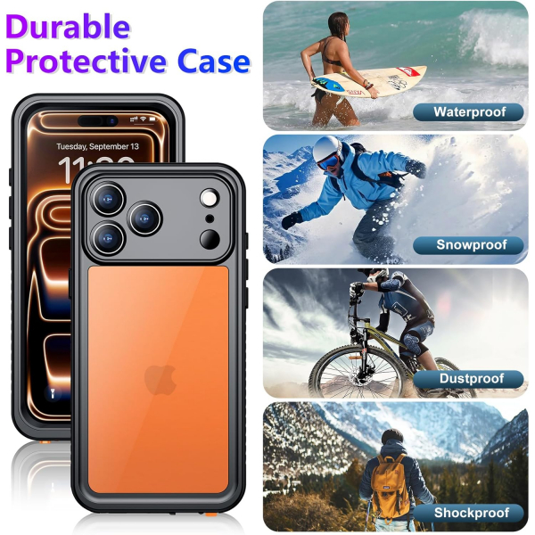 Temdan Apple iPhone 17 Pro Su Geirmez Klf -Black Clear