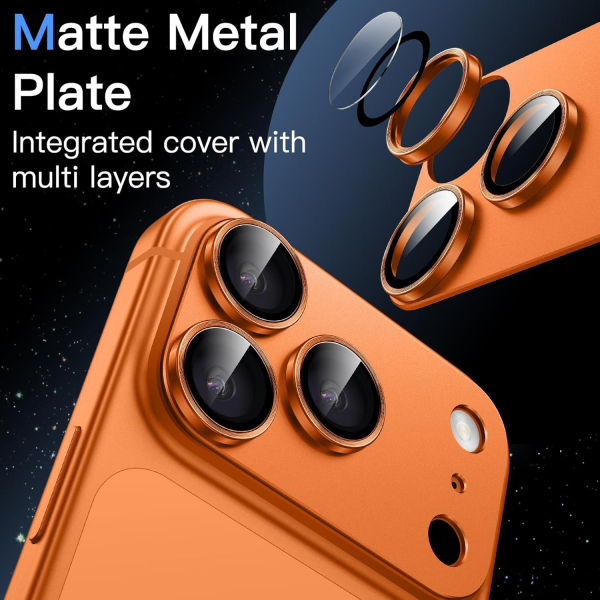 JETech Apple iPhone 17 Pro Max Kamera Koruyucu-Orange