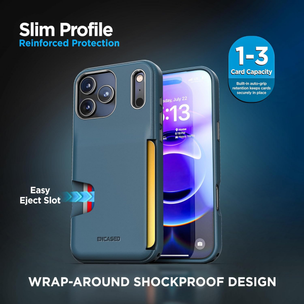 ENCASED Apple iPhone 17 Pro Max Cache Czdan Klf-Blue