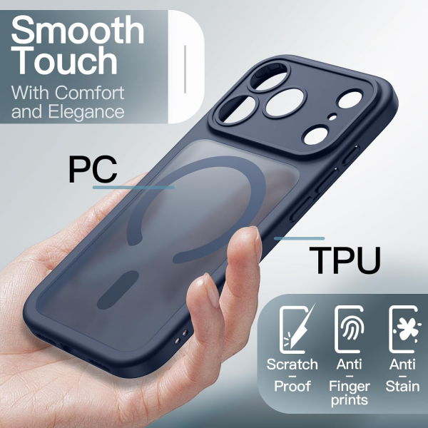 JETech Apple iPhone 17 Pro Max Manyetik Klf-Dark Blue